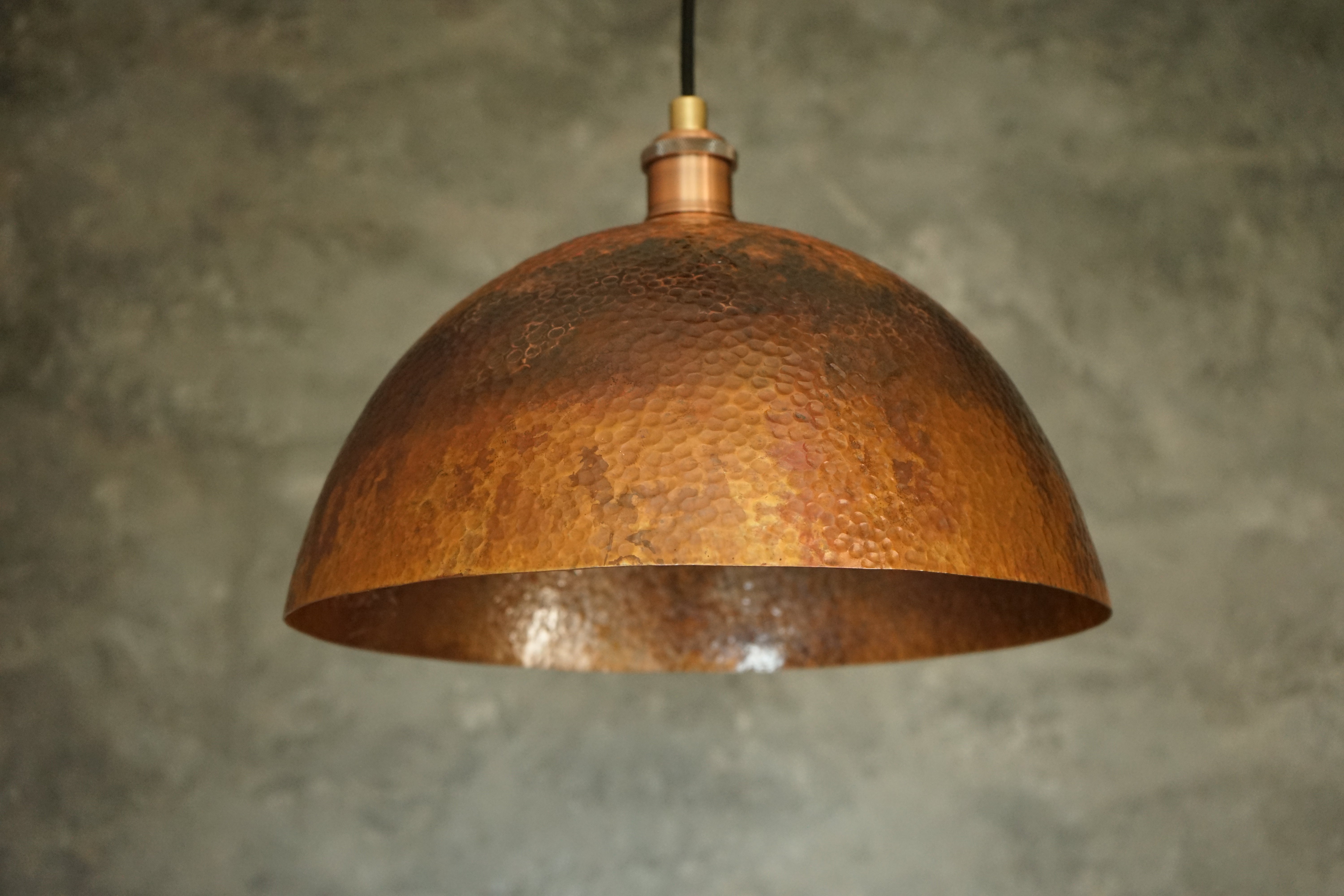 Solid Oxidized Copper Pendant Light, Dome Ceiling Light