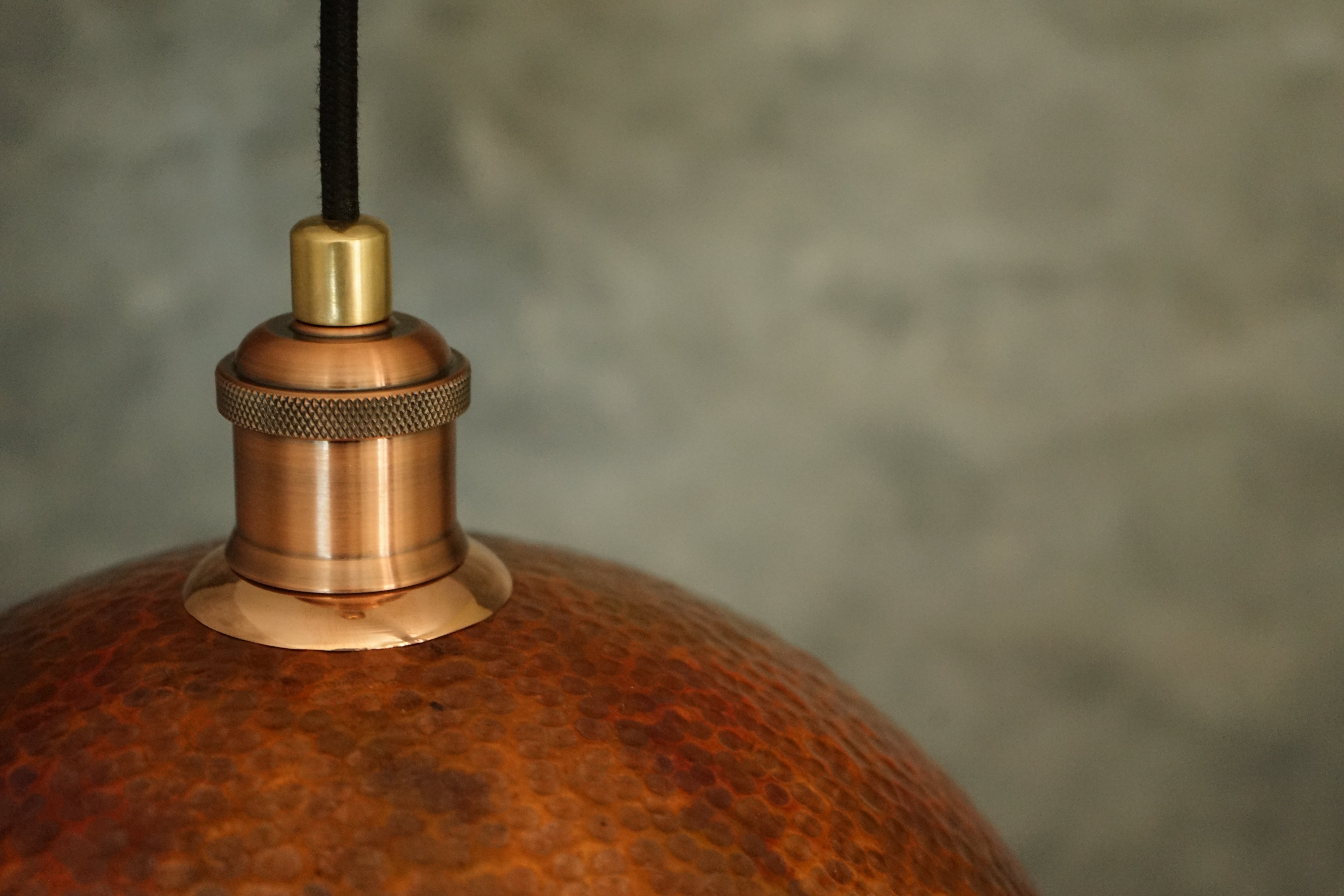 Solid Oxidized Copper Pendant Light, Dome Ceiling Light