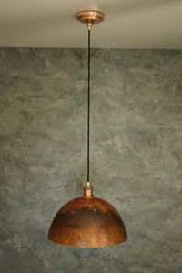 Solid Oxidized Copper Pendant Light, Dome Ceiling Light