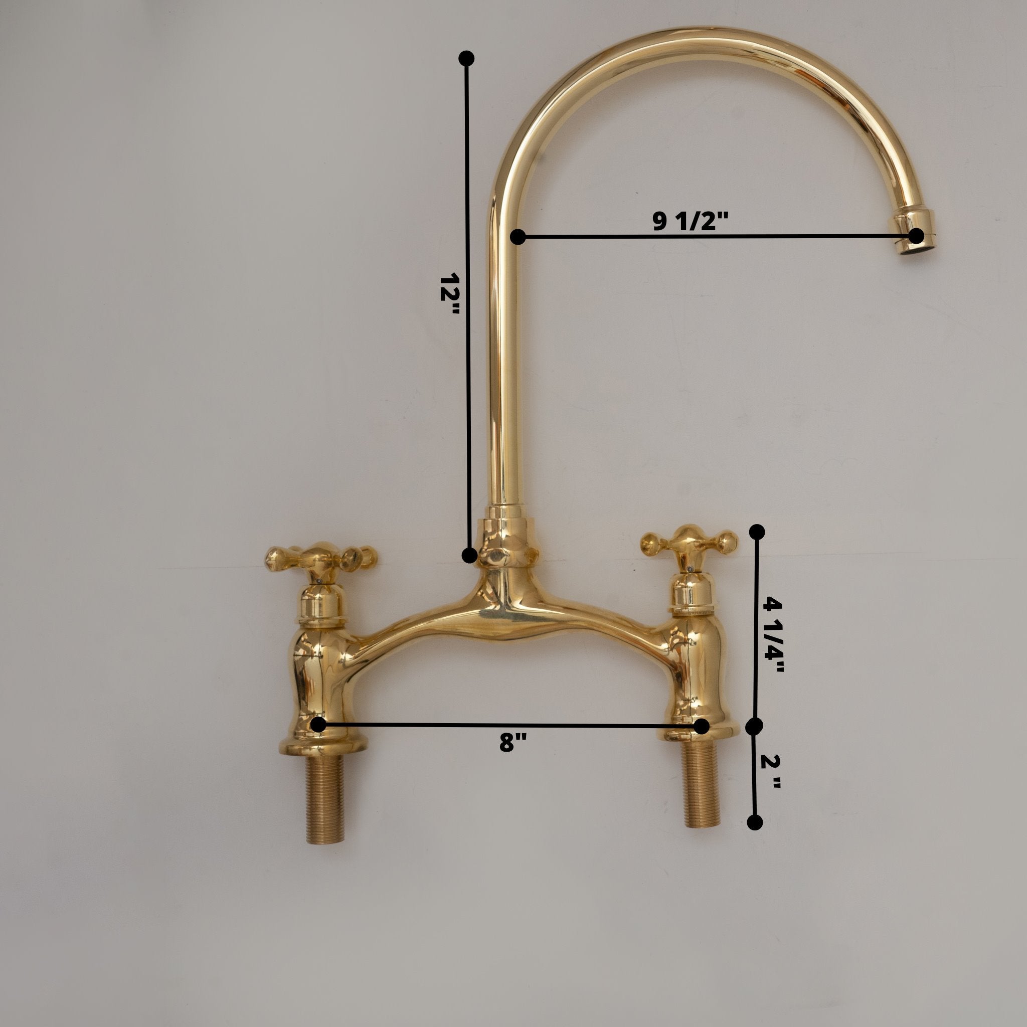 Brass Bridge Kitchen Faucet - V Shaped Unlacquered Brass Faucet ISF17