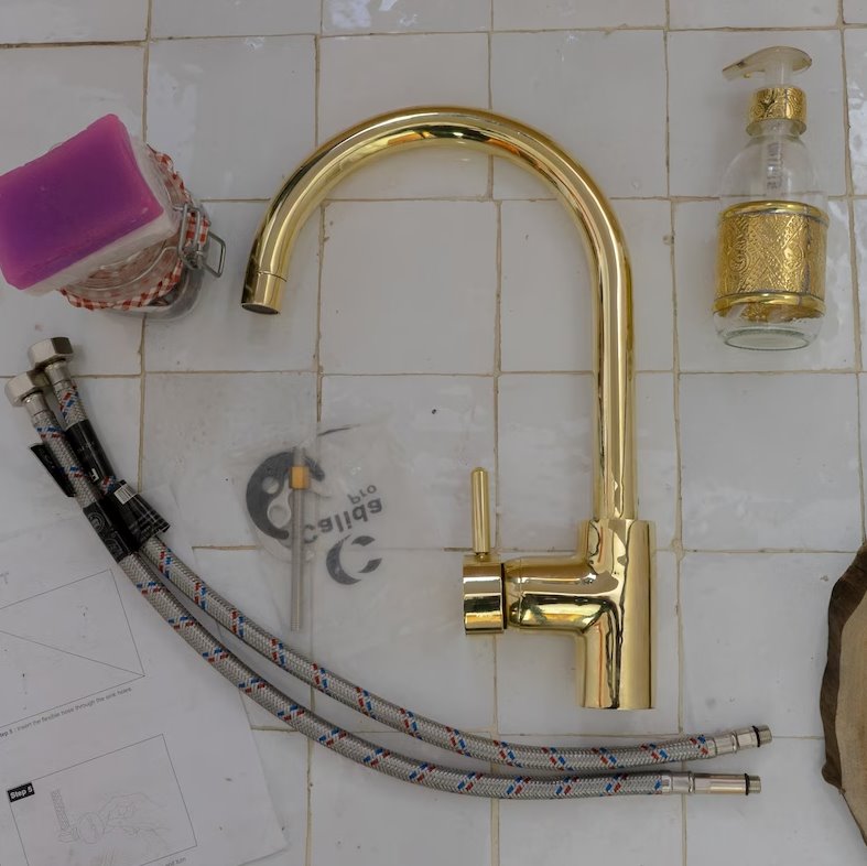 Brass Kitchen Faucet - Unlacquered Brass Kitchen Faucet ISF20