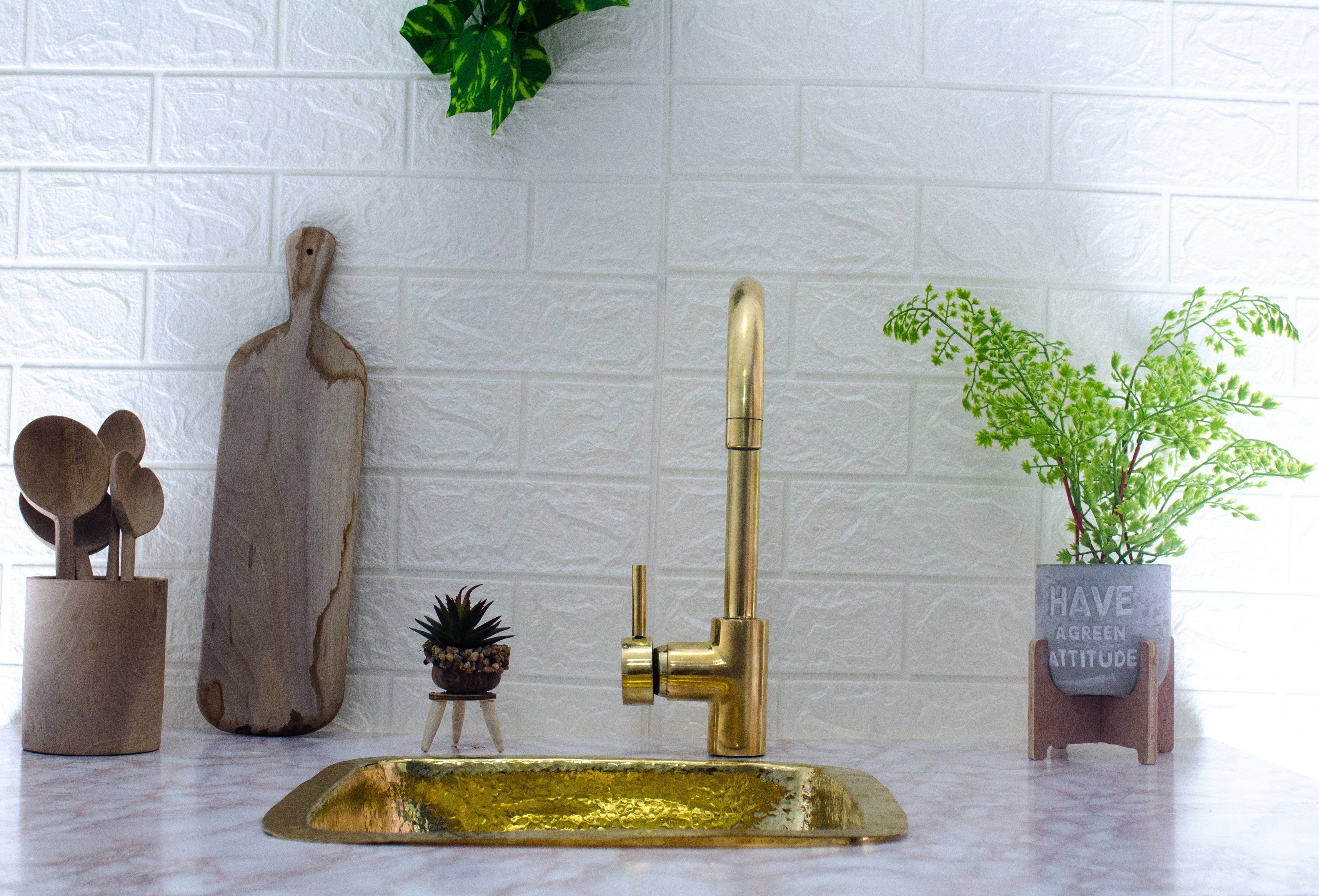 unlacquered brass kitchen faucet