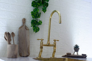 antique brass bridge faucet
