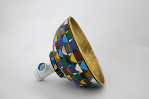 Round Colorful Ceramic Vessel Sink , Diameter 16-1/4", Golden Brass Sink Interior ISS24