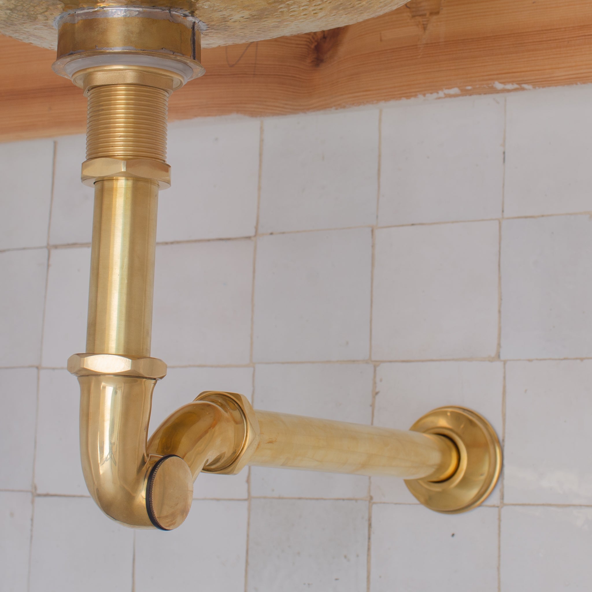 Unlacquered Brass Bathroom Trap - Solid Brass Pop-up Drain