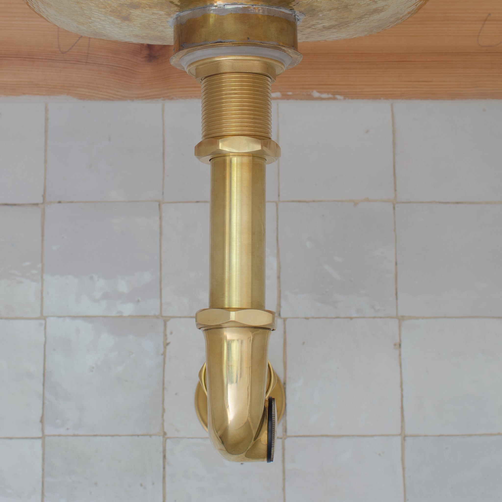 Unlacquered Brass Bathroom Trap - Solid Brass Pop-up Drain