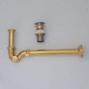 Unlacquered Brass Bathroom Trap - Solid Brass Pop-up Drain