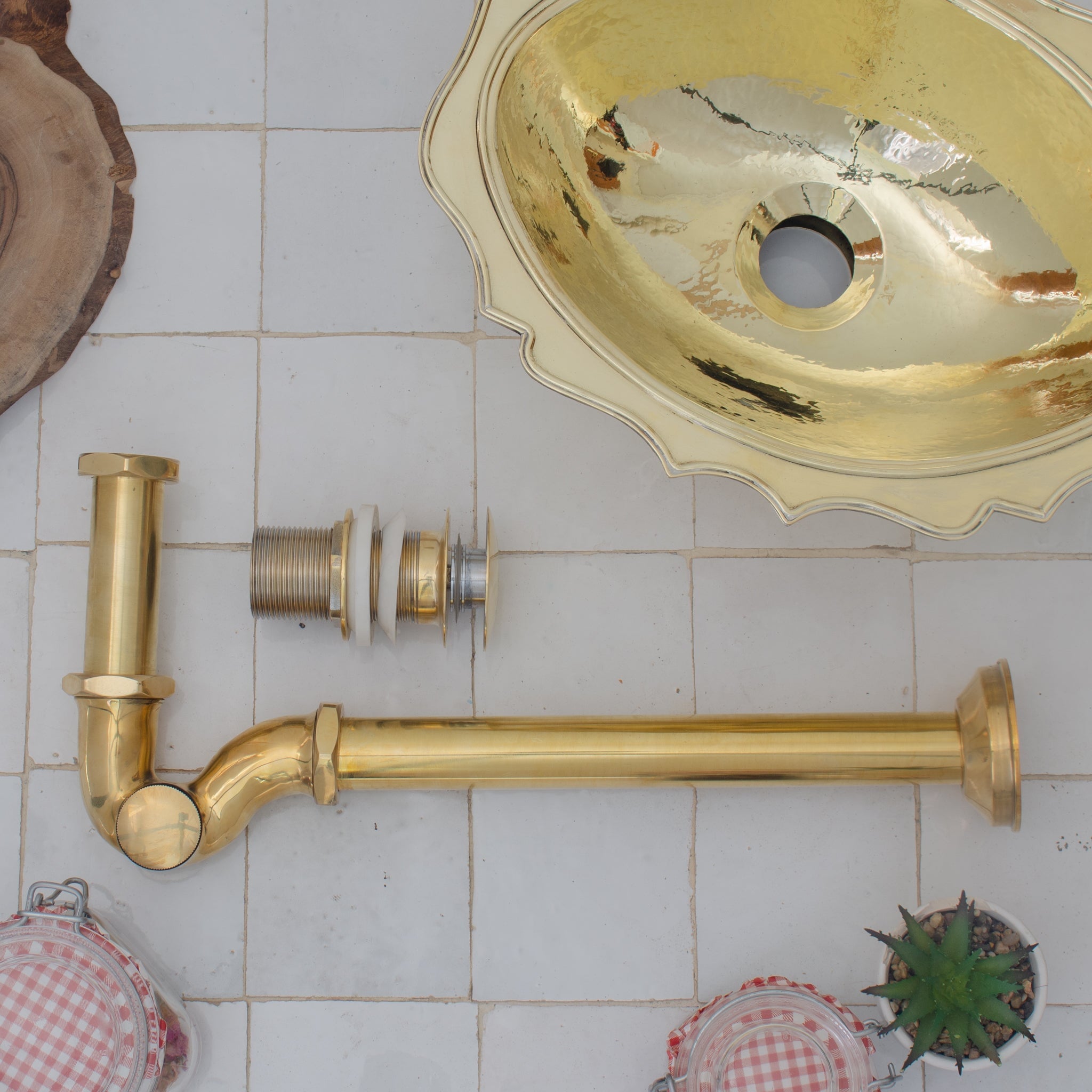 Unlacquered Brass Bathroom Trap - Solid Brass Pop-up Drain