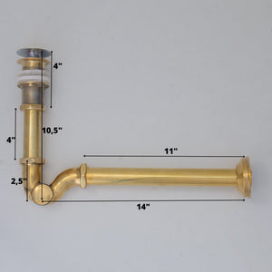 Unlacquered Brass Bathroom Trap - Solid Brass Pop-up Drain