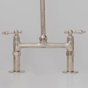 Unlacquered Brass Bridge Kitchen Faucet, 8" spread, straight legs VSB02