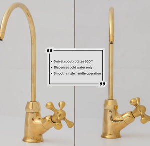 Unlacquered Brass Water Dispenser Kitchen Faucet, Cold Water Single Hole, Reverse Osmosis faucet