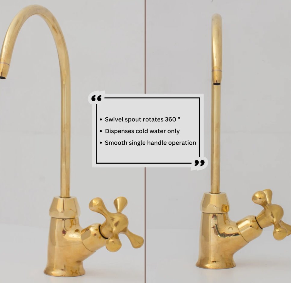 Unlacquered Brass Water Dispenser Kitchen Faucet, Cold Water Single Hole, Reverse Osmosis faucet